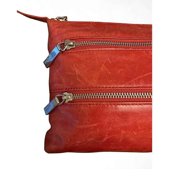 Hobo The Original Leather Crossbody Bag, Red, Triple Zip - Picture 6 of 7